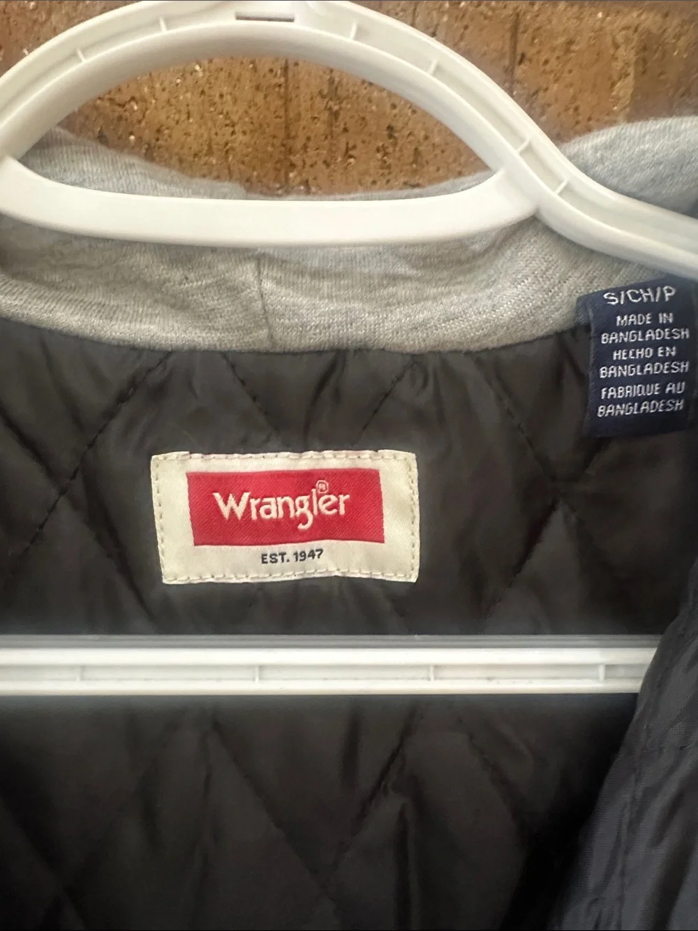 Wrangler Quilted Jacket with Red Logo and Gray Lining